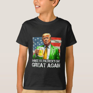 Make Saint Patrick's Day Great Again Usa Flag Funn T-Shirt