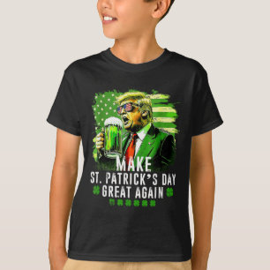 Make Saint Patricks Day Great Again Usa Flag Funny T-Shirt