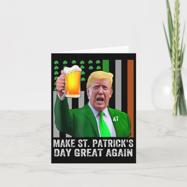 Make Saint St Patrick's Day Great Again Flag Funny Card (Front)
