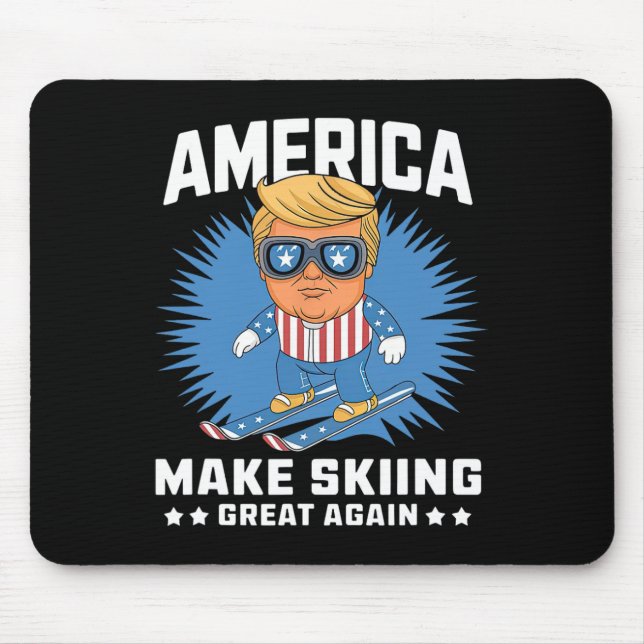 Make Skiing Great Again - Funny Donald Trump Ski  Mouse Mat (Front)