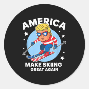 Make skiing great again - usa trump ski classic round sticker