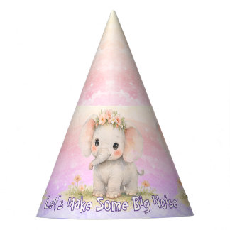 Make Some Big Noise Elephant First Birthday Girl Party Hat