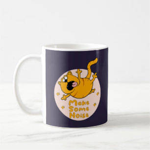 Make some noise Kawaii Funny orange cat jumping  Coffee Mug