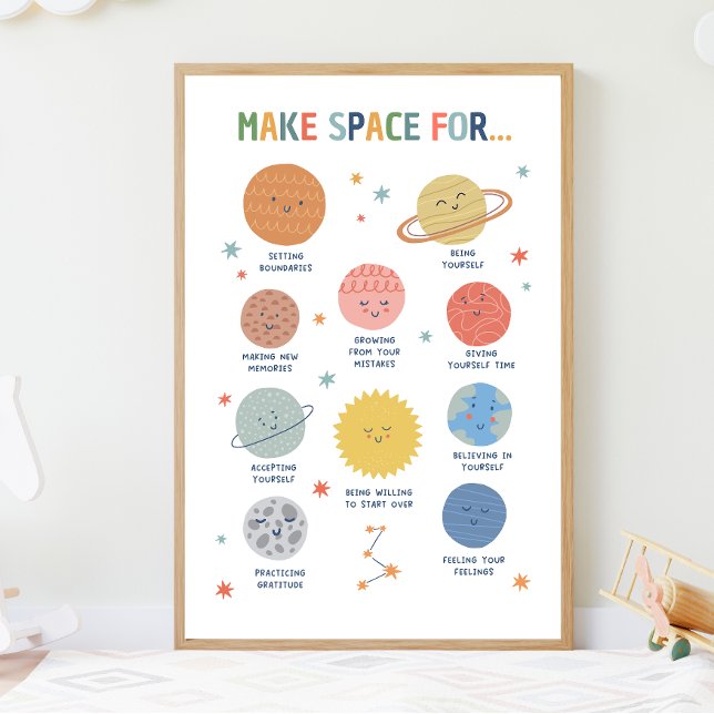 Make Space For Social Emotional Learning Poster (Make Space For Growth Mindset visual aide for the classroom. Part of social emotional learning.)