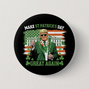Make St Patricks Day Great Again American Flag Usa 6 Cm Round Badge
