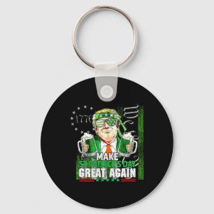 Make St Patrick's Day Great Again Flag Funny Trump Key Ring