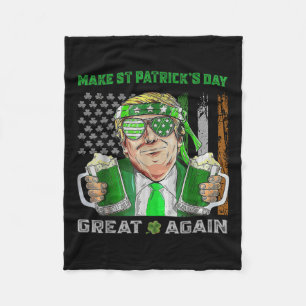 Make St Patricks Day Great Again Funny Beer Trump Fleece Blanket