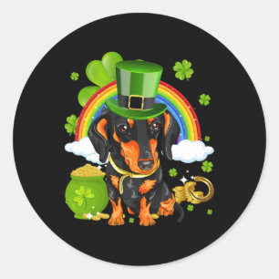Make St Patricks Day Great Again Funny Dachshund M Classic Round Sticker