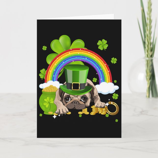 Make St Patricks Day Great Again Funny Pug Men Wom Card (Front)
