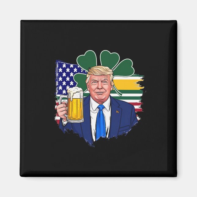 Make St Patrick's Day Great Again Funny Trump Iris Magnet (Front)