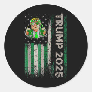 Make St Patricks Day Great Again Funny Trump Men W Classic Round Sticker