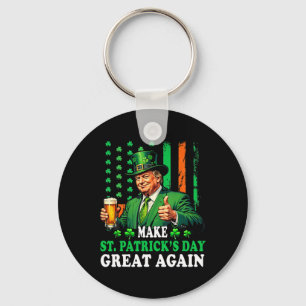 Make St Patricks Day Great Again Funny Trump Men W Key Ring