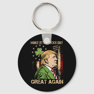Make St Patricks Day Great Again Funny Trump Mens Key Ring