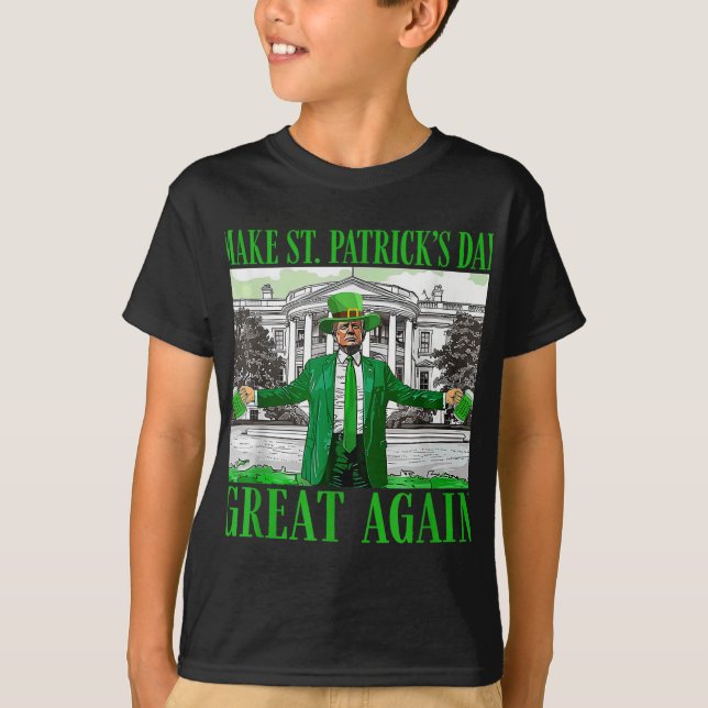 Make St. Patricks Day Great Again Funny Trump T-Shirt (Front)