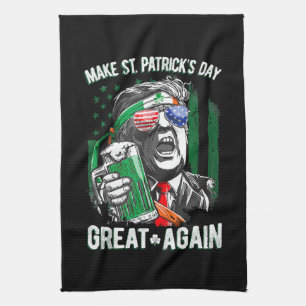 Make St Patrick's Day Great Again Funny Trump Tea Towel
