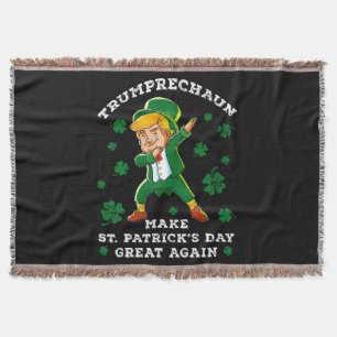 Make St Patrick's Day Great Again Funny Trump Throw Blanket