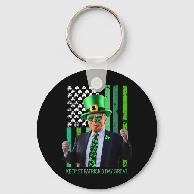 Make St Patricks Day Great Again Irish American Fl Key Ring (Front)