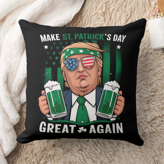 Make St Patrick's Day Great Again Irish Trump Cushion (Blanket)