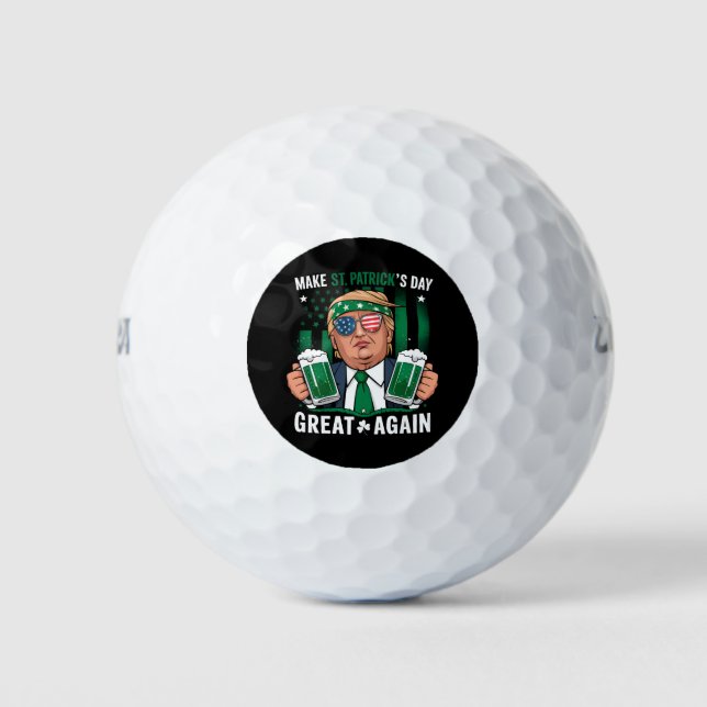 Make St Patrick's Day Great Again Irish Trump Golf Balls (Front)
