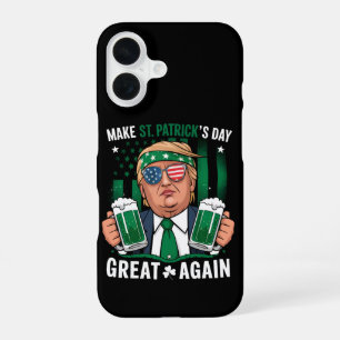 Make St Patrick's Day Great Again Irish Trump iPhone 16 Case