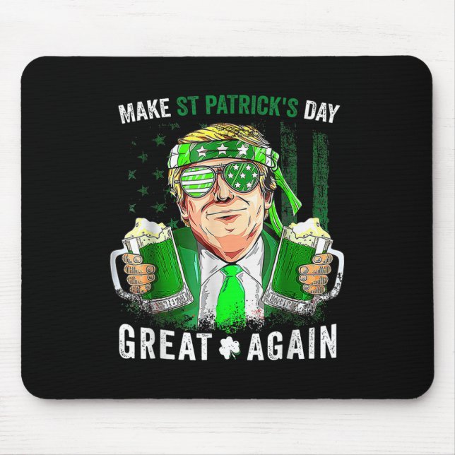 Make St Patrick's Day Great Again Lucky Trump Beer Mouse Mat (Front)