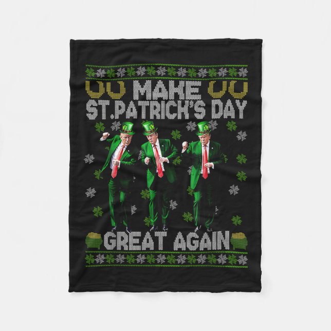 Make St Patricks Day Great Again Shamrock Trump Am Fleece Blanket (Front)