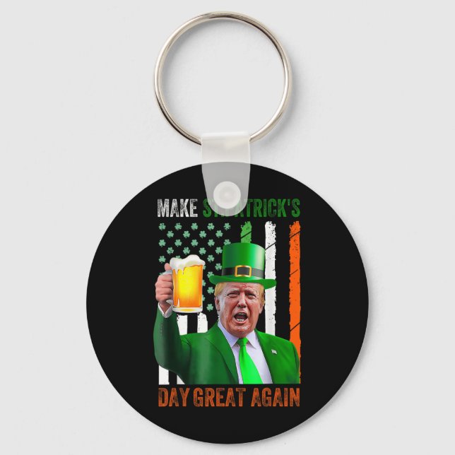 Make St Patricks Day Great Again Shamrock Trump Am Key Ring (Front)