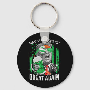 Make St Patricks Day Great Again Trump Men Women Key Ring