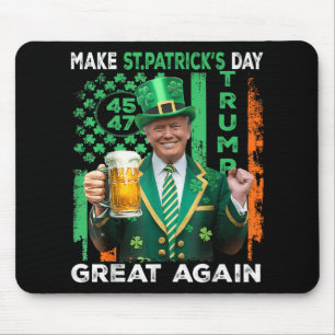 Make St Patricks Day Great Again Usa Flag Shamrock Mouse Mat