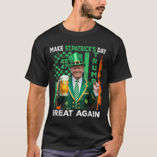 Make St Patricks Day Great Again Usa Flag Shamrock T-Shirt