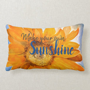 Make Sunshine Sunflower Art Lumbar Accent Pillow