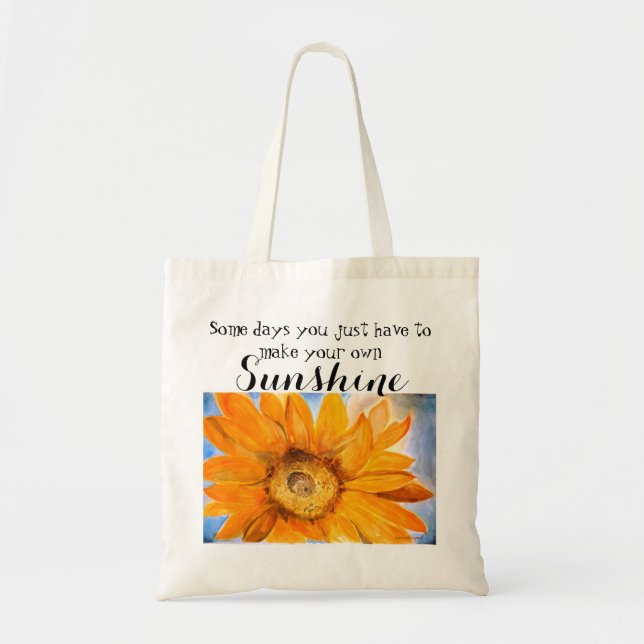 Make Sunshine Sunflower Watercolor Art Tote (Front)