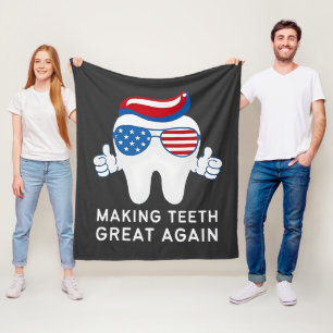 Make Teeth Great Again 4th of July Dental Fleece Blanket
