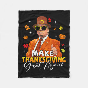 Make Thanksgiving Great Again Autumn Fall Leaves T Fleece Blanket