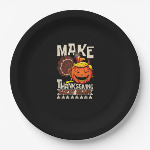 Make Thanksgiving Great Again Funny Turkey Trumpki Paper Plate