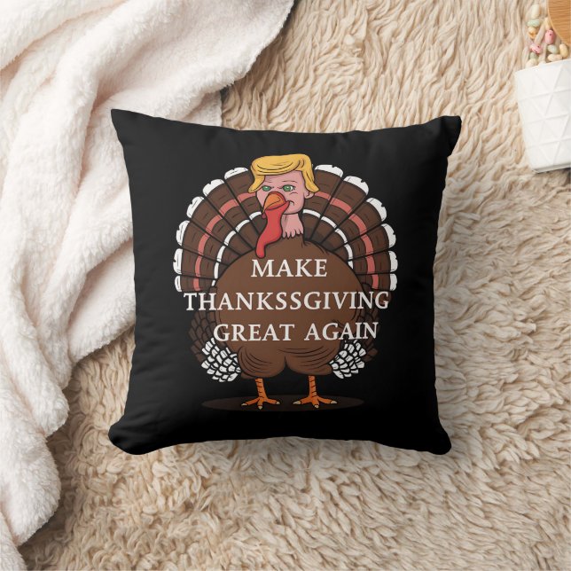 Make Thanksgiving Great Again Trump Turkey 2024  Cushion (Blanket)