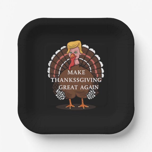 Make Thanksgiving Great Again Trump Turkey 2024  Paper Plate (Front)