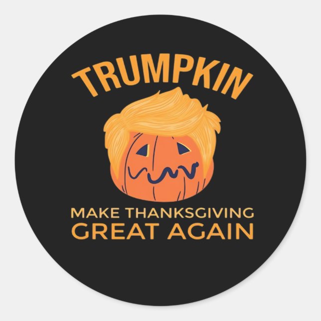 Make Thanksgiving Great Again Trumpkin Boxy Classic Round Sticker (Front)
