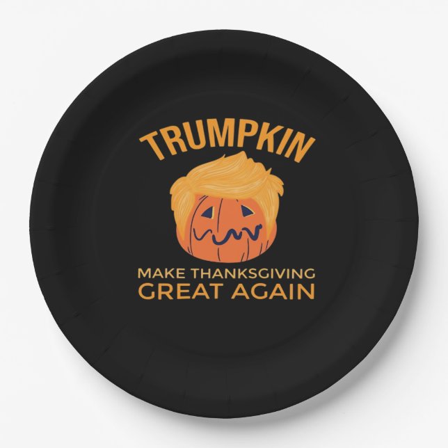 Make Thanksgiving Great Again Trumpkin Boxy Paper Plate (Front)