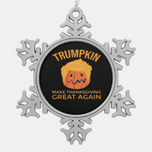 Make Thanksgiving Great Again Trumpkin Boxy Snowflake Pewter Christmas Ornament