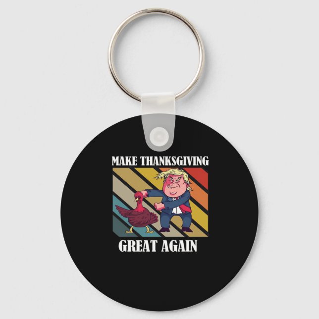 Make Thanksgiving Great Again Trumpkin – Sloth & S Key Ring (Front)