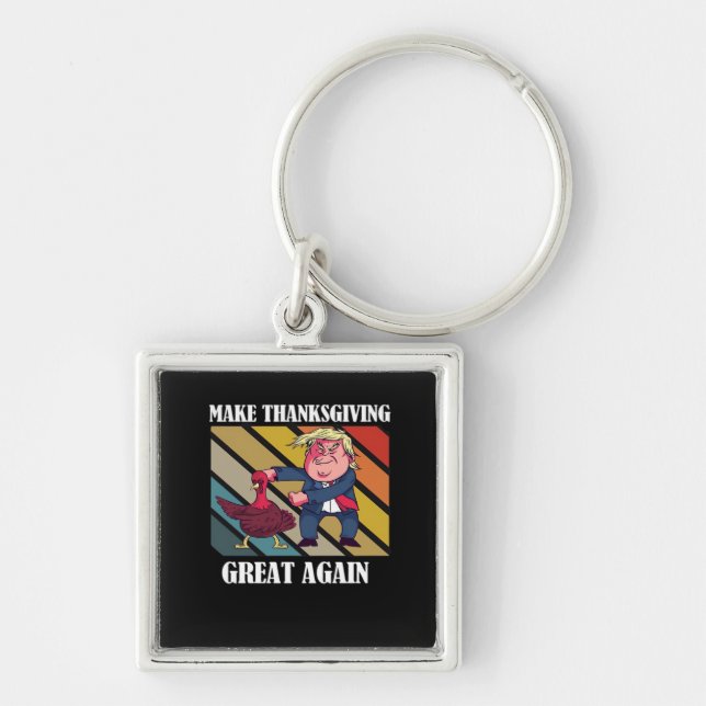 Make Thanksgiving Great Again Trumpkin – Sloth & S Key Ring (Front)