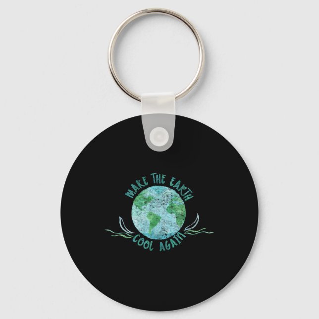 Make The Earth Cool Again - Watercolor Environment Key Ring (Front)