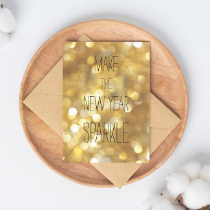 Make the New Year Sparkle Gold Glitter New Year's Postcard