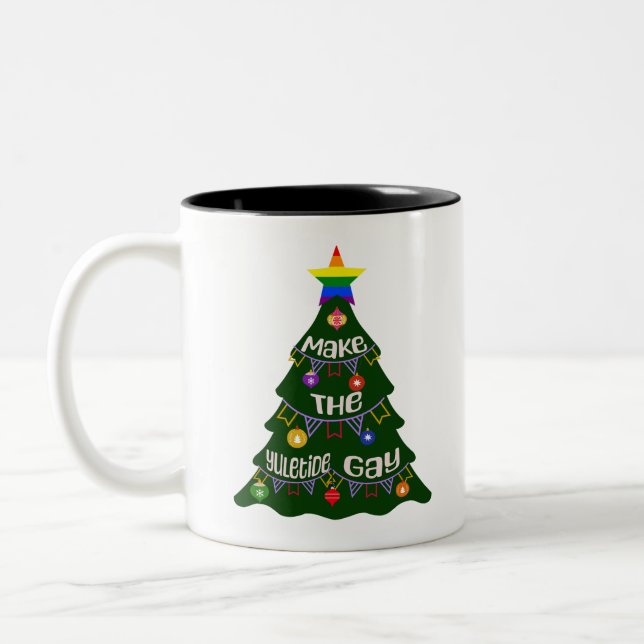 Make the Yuletide Gay Pride Two-Tone Coffee Mug (Left)