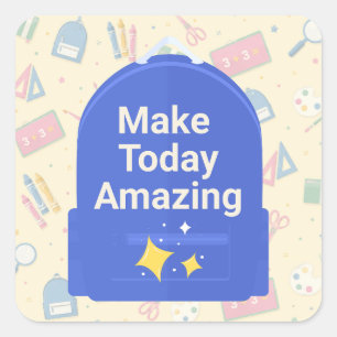 Make Today Amazing Blue Backpack School Sticker