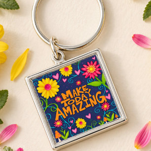 Make Today Amazing Colourful Floral Inspirivity Key Ring