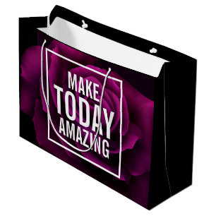 Make today Amazing Purple Rose Inspirational Large Gift Bag