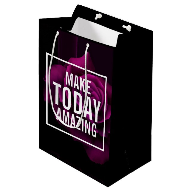 Make today Amazing Purple Rose Inspirational Medium Gift Bag (Front Angled)
