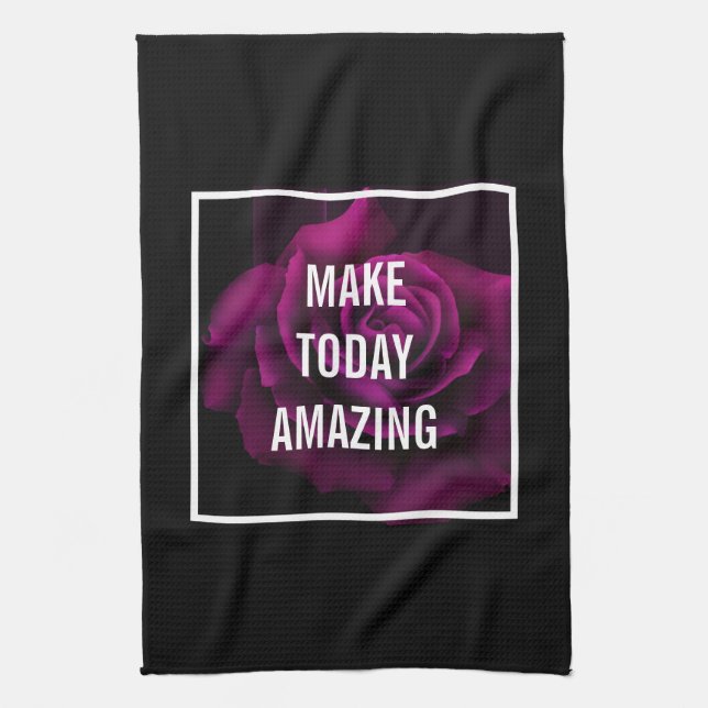 Make today Amazing Purple Rose Inspirational Tea Towel (Vertical)